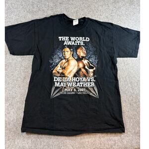 Oscar De La Hoya vs Floyd Mayweather Boxing Shirt Mens Large Black MGM Las Vegas